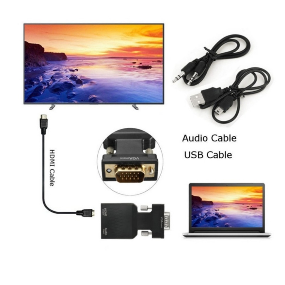 Konverter VGA ke HDMI 1080P, d - Hdmi Vga Adapter ulasan dan harga