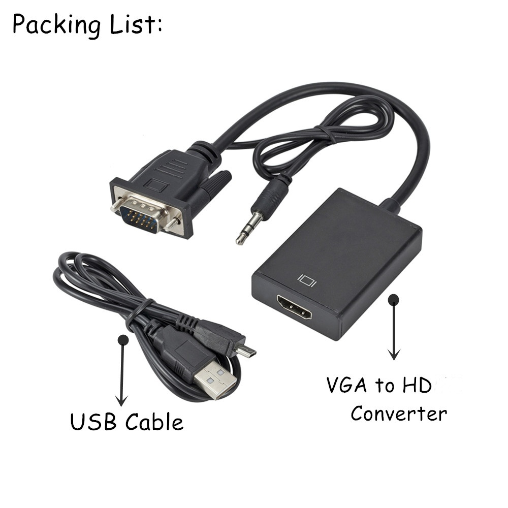 Adaptor VGA ke HD 1080P, denga - Hdmi Vga Adapter ulasan dan harga