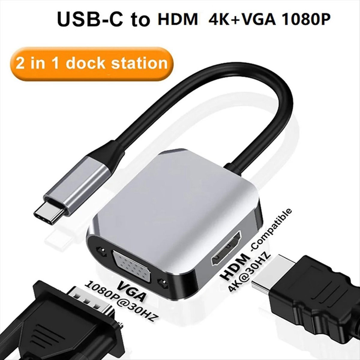 *A14E USB C Docking Station, 2 - Hdmi Vga Adapter ulasan dan harga