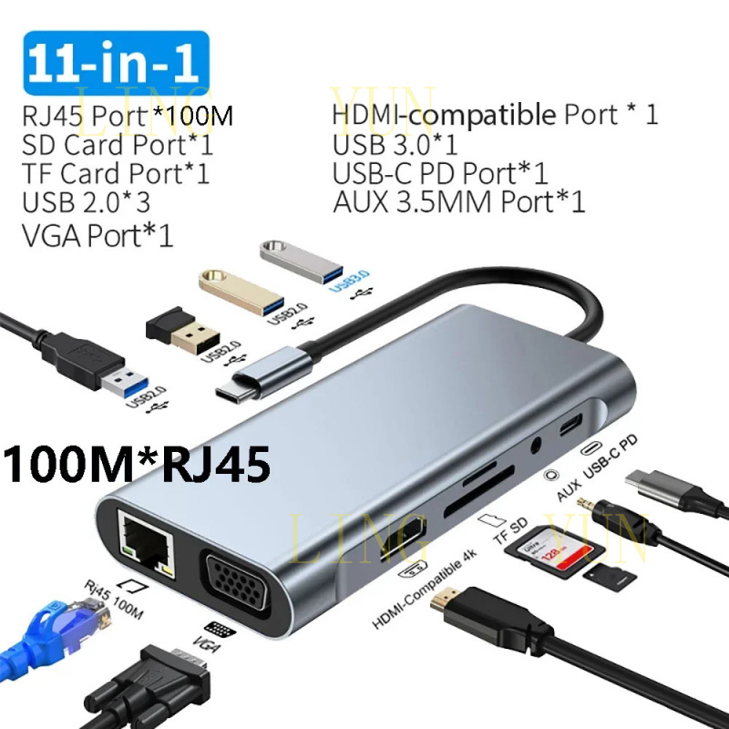 Z 11 Port USB C HUB Docking St - Hdmi Vga Adapter ulasan dan harga